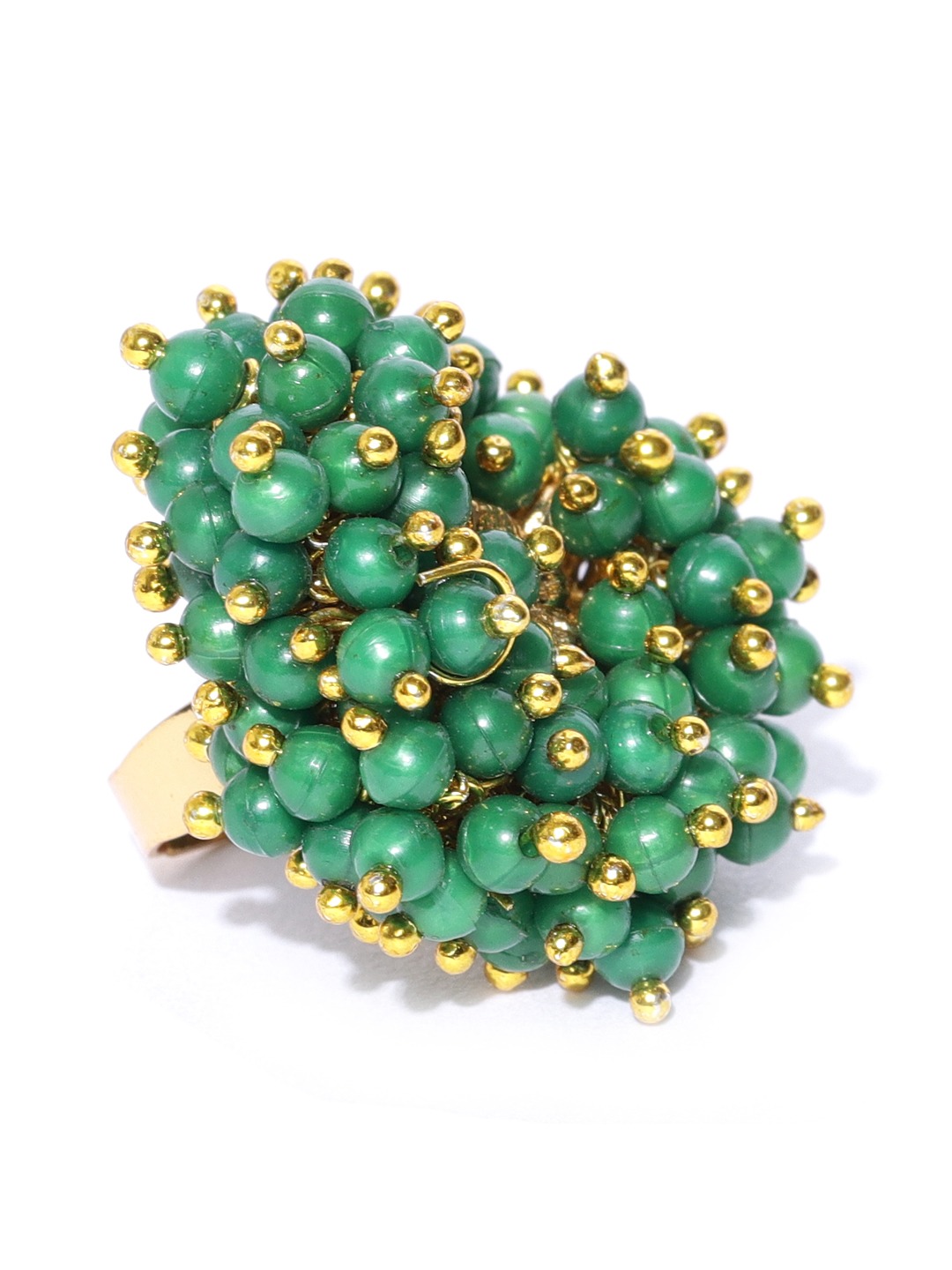 YouBella Gold-Toned  Green Beaded Textured Jewellery Set